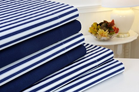 Bamboo Touch - 6pc Bed Sheet Set - Wrinkle Free - Deep Pockets (King, Blue)