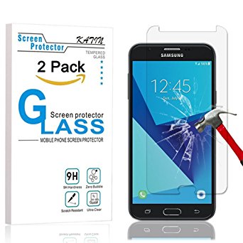 Galaxy J7 Sky Pro Screen Protector - KATIN [2-Pack] Samsung Galaxy J7 Sky Pro [2017 Version ONLY] Tempered Glass 9H Hardness [Will Not Fit Whole screen] with Lifetime Replacement Warranty