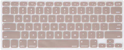 MOSISO Silicone Keyboard Cover Compatible with MacBook Pro 13/15 Inch(with/Without Retina Display,2015 or Older Version), Older MacBook Air 13 Inch (A1466 / A1369, Release 2010-2017), Camel