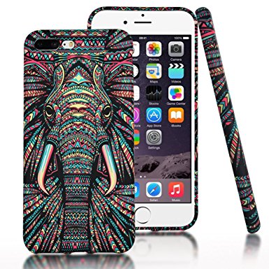 iPhone 7 Plus Case,CLOUDS Luminous Luxury Fashion Cool Cute Elephant Tribe Animal TPU Rubber Durable Protective Case Cover for Apple iPhone 7 Plus -Colorful Elephant