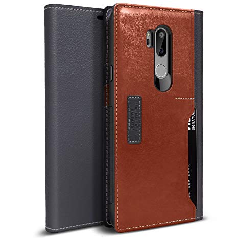 LG G7 ThinQ Case, OBLIQ [K3 Wallet] Stylish Flip Cover Wallet Case Made with Premium Italian Leather with Drop Protection & Shock Absorbing Cushions for The LG G7 (2018) (Black Gray/Brown)