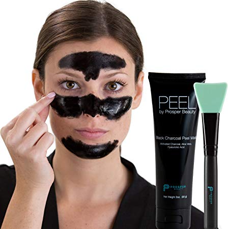 Charcoal Peel Off Mask Black [PEEL by Prosper Beauty] Large 3oz Tube Purifying Facial Blackhead Remover Deep Cleaning Aloe Vera Hyaluronic Acid Face Blackmask Masks All Skin Types Dry Oily Combination