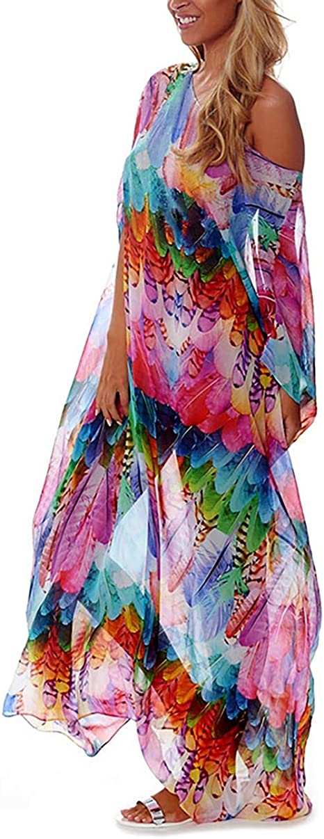 Bsubseach Women's Swimwear Turkish Kaftans Swimsuit Cover up Caftan Beach Long Dress