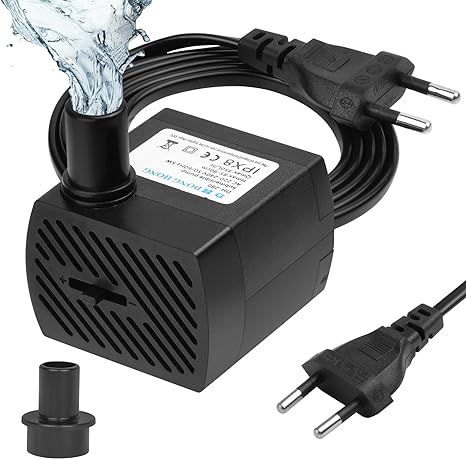 flintronic Mini Bomba de Agua, 5W/350L/H Bomba de Acuario con 2 Boquillas, Altura máxima 0.85m, Bomba de Agua, Bomba Sumergible, Bomba de Fuente de Estanque Bomba de Acuario de Fuente -EU Enchufe