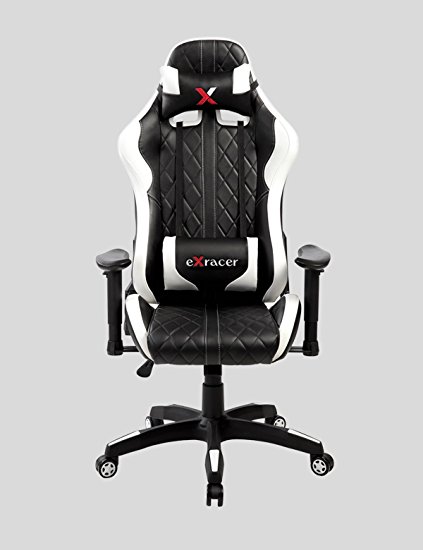 Swivel PU Leather Gaming Chair, Large Size Racing Chair, Racing Style High-back Office Chair, Ergonomic Computer Chair Cushion Headrest Lumbar Support