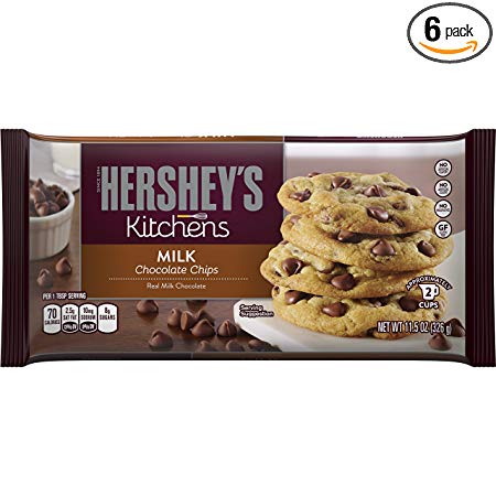 HERSHEY'S Kitchens Baking Pieces, Milk Chocolate Chips, 11.5 Ounce Bag (Pack of 6)