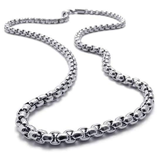 Sandra Mens Jewelry 2mm-5mm 16"-40" Silver Stainless Steel Square Rolo Necklace Chain