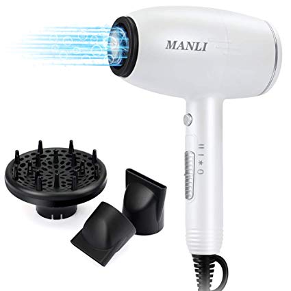 MANLI Hair dryer negative ion leafless Hair dryer Professional Ionic Salon Hair Dryer, Ion quiet Hairdryer，Negative Ionic Blow Dryer for Fast Drying, Variable speed temperature control,Free adjustment