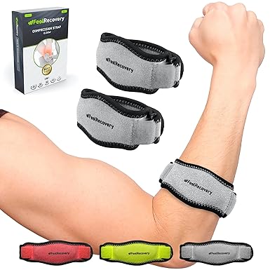 Feel Recovery 2 Supporto Gomito per Uomo e Donne - Tutore per Epicondilite con Cuscinetto di Compressione in EVA - Fascia per Tennista, Golfista, Palestra e Sport (Nero)