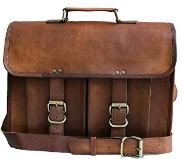14" Inch Men's Genuine Leather Messenger College Laptop Tablet Briefcase Satchel Bag