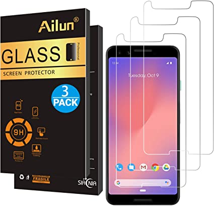 AILUN Screen Protector for Google Pixel 3 3Pack 5.5inch 2.5D Edge Tempered Glass for Google Pixel 3 Anti Scratch Case Friendly Siania Retail Package