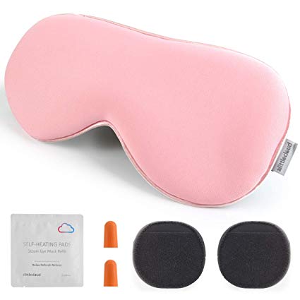 alittlecloud Sleep Mask,3D Contoured Eye Mask with Breathable Memory Foam for Travel/Naps/Shiftwork,Light Blockout & No Pressure with Adjustable Strap for Men,Women,Pink