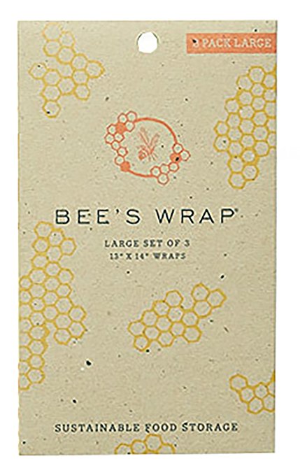 Bee's Wrap Sustainable Reusable Food Storage Large Set of 3 Wraps 13" x 14"