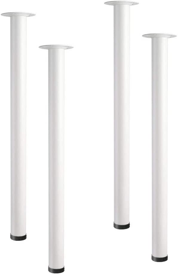 28-inch Adjustable Metal Table Legs, Suitable for Office Desks, Dining Tables & Chairs, Furniture, or 4-Piece Sets（White）