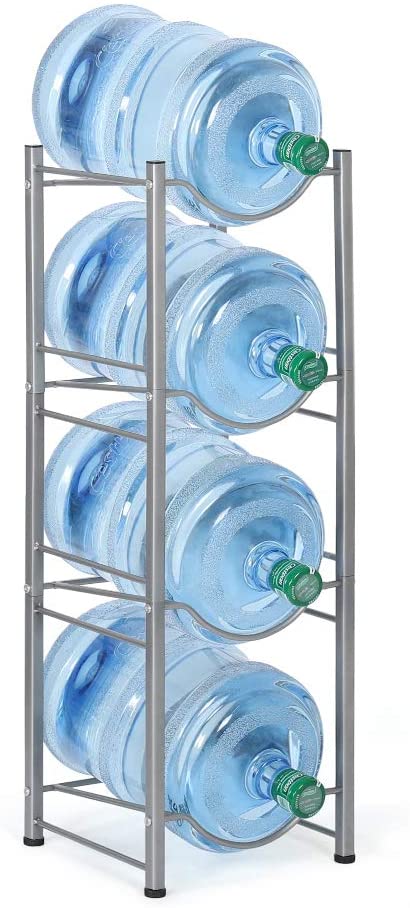 4-Tier Water Bottle Holder Cooler Jug Rack, 5 Gallon Water Bottle Storage Rack Detachable Heavy Duty Chrome Water Bottle Cabby Rack Caddy Carrier with Holder（Ship from US)