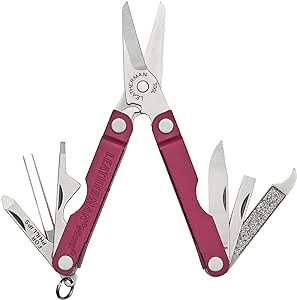 LEATHERMAN, Micra, Keychain Multi-tool with Grooming Tools, Mini Pocketknife for Everyday Carry (EDC), Hobbies & Outdoors, Built in the USA, Black Cherry