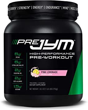 Pre JYM Pre Workout Powder - BCAAs, Creatine HCI, Citrulline Malate, Beta-Alanine, Betaine, and More | JYM Supplement Science | Pink Lemonade, 30 Servings