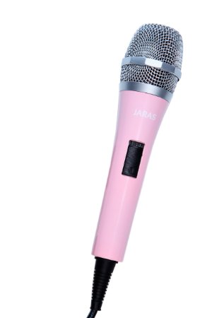 Jaras JJ-504 Pink Dynamic Karaoke Microphone with 131 ft Cord and 35mm Apapter For KaraokeVocalInstrument