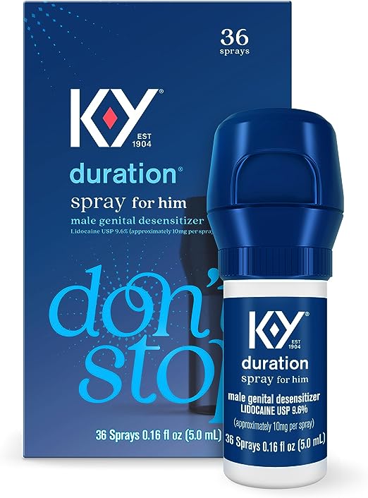 Duration Spray for Men,  K-Y - Male Genital Desensitizer Spray to last longer, 0.16 fl Oz.,  36 Sprays/0.16 Made With Delay Lube for Men To Help Men Last Longer In Bed