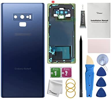 Vimour Back Cover Glass Replacement Compatible with Samsung Galaxy Note 9 N960U Pre-Installed Camera Lens with All The Adhesive, Installation Manual, and Repair Tool Kits (Coral Blue)