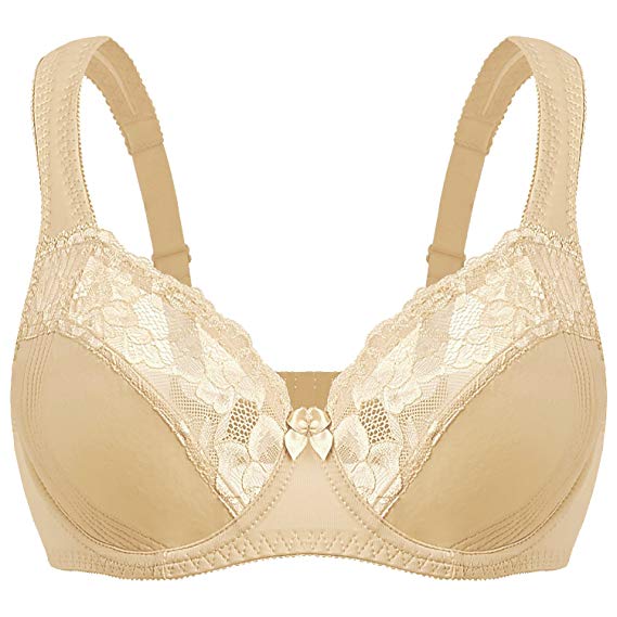 WingsLove Women's Beauty Floral Lace Non Padded Full Figure Underwire Bra