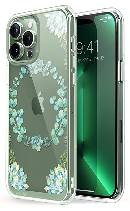 i-Blason Halo Case for iPhone 13 Pro Max 6.7 inch (2021 Release), Slim Clear Case with TPU Inner Bumper (Laurel)