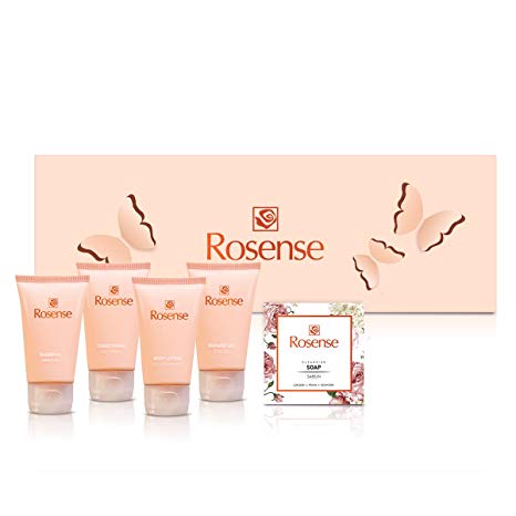 Rosense Spa Gift Set with Natural Turkish Rose Flowers - Bath and Body Gift Box