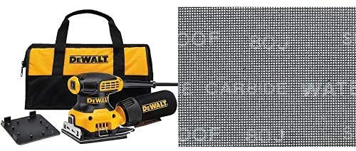 DEWALT DWE6411K 1/4 Sheet Palm Grip Sander Kit with DEWALT DWAM4326 220 Grit Mesh Sheet (5 Sheets), 1/4"