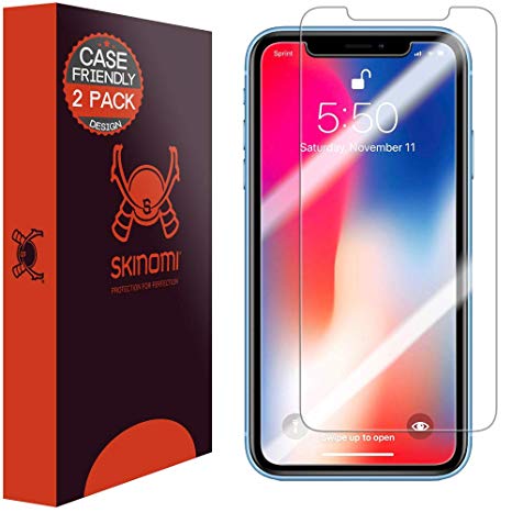 Apple iPhone XR Screen Protector (Case Compatible)(6.1")(2-Pack), Skinomi TechSkin Full Coverage Screen Protector for Apple iPhone XR Clear HD Anti-Bubble Film