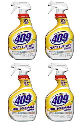 Cleans and Cuts Through Grease and Grime, and Deodorizes,Multi-Surface Cleaner, Spray Bottle, Lemon, 32 Ounces By Formula 409 (Pack of 4)