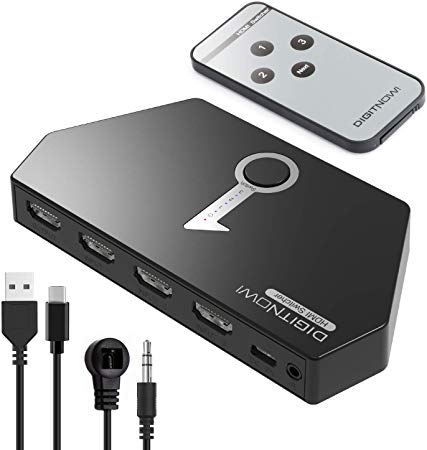 HDMI Switch 4K with Remote Aluminum HDMI Splitter HDMI Switch 3 in 1 Out, Supports 4K×2K@30Hz 3D HD1080P, HDMI Switcher
