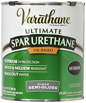 Rust-Oleum Varathane 9441H 1-Quart Classic Clear Oil Based Outdoor Spar Urethane, Semi-Gloss Finish