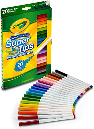 Crayola 20 Super Tips Washable Markers, Supertips, Back to school, Arts and Crafts, School supplies, Gifting