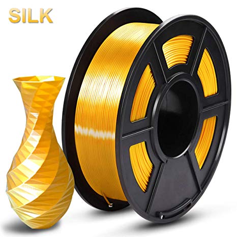 SUNLU Silk PLA Filament 1.75mm, 3D Printer Filament Silk, Silky Shiny Filament PLA for 3D Printers and Pens, 1kg(2.2Lbs)/Spool, Silk LightGold