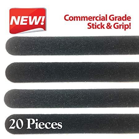 Non Slip Stair & Floor Grip Strips 20 Pre-cut strips 1" x 15.5" Anti slip safety tape: Waterproof-Indoor/Outdoor-Commercial adhesive & grit-Prevent Falls.Cars Trucks and Trailers too