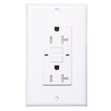 TOPELE 20 Amp 125 Volt Weather-Resistant GFCI Outlet GFCI Receptacle Indicater with LED Light Nylon Wallplate and Screws Included White