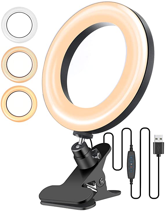 ELEGIANT Ring Light, 6.3" LED Ring Light Photo Video LED Lighting Kit, 3 Dimmable Color, Selfie Light with Clamp, 10 Levels of Brightness for Portrait YouTube Video, Vlog, Makeup