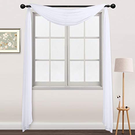 NICETOWN Sheer Curtains Panels 216 - Home Decoration Sheer Voile Scarf Valance for Wedding (1-Pack, W60 x L216, White)
