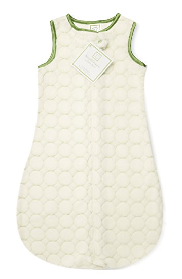 SwaddleDesigns zzZipMe Sack with 2-Way Zipper, Cozy Microplush Wearable Blanket, Very Light Puff Circles, Pure Green 3- 6 Months