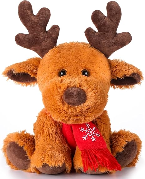 Suilung Christmas Stuffed Animal Cute Plush Moose Reindeer Stuffed Animal for Baby Boys Girls Home Bedroom Party Decoration