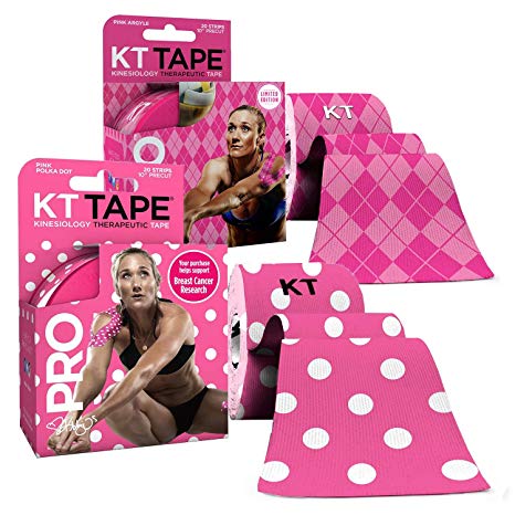 KT Tape PRO Synthetic Elastic Kinesiology 20 Pre-Cut 10-Inch Strips Latex Free, Water Resistance, Pro & Olympic (2-Pack)