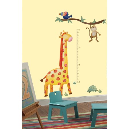 RoomMates RMK2141GM  Jungle Adventure Giraffe Peel and Stick Growth Chart