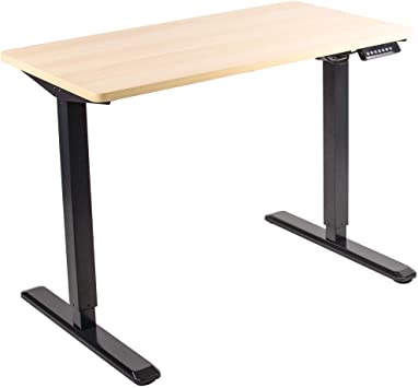 VIVO Electric 43 x 24 inch Stand Up Desk | Light Wood Table Top, Black Frame, Height Adjustable Standing Workstation with Memory Preset Controller (DESK-KIT-1B4C)