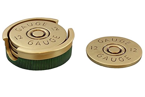 Shotgun Shot Shell Coaster Set - 4 Coasters - 12 Gauge Hunter Green