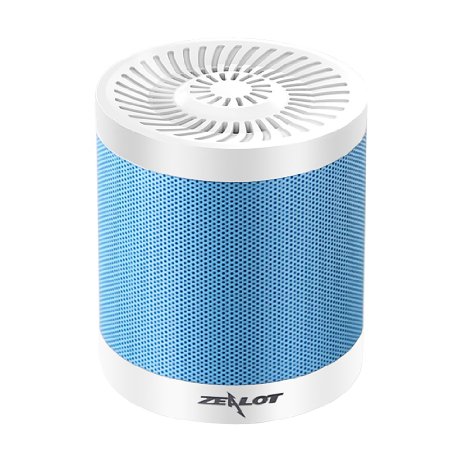 ZEALOT ShockWave S5 Bluetooth 4.0 Portable Wireless Speaker, Powerful Output with Enhanced Bass, Build in Microphone for Handfree Phone Call（White Blue）