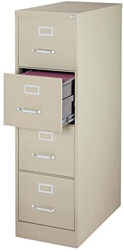 Pemberly Row 25" Deep 4 Drawer Letter File Cabinet in Putty, Fully Assembled