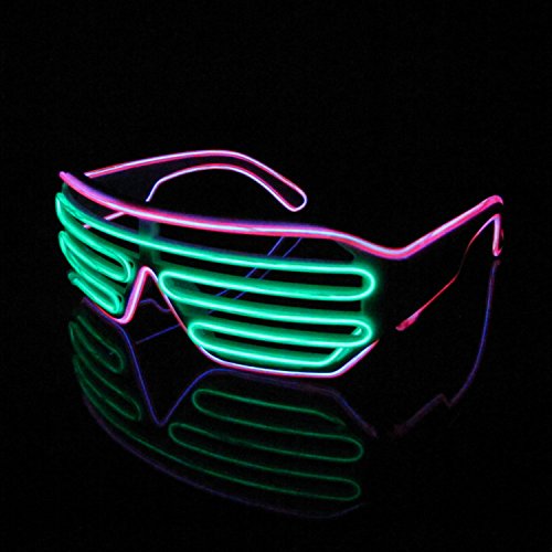 Lerway Standard Control Box Neon El Wire LED Light Up Shutter Funny Amazing Cool Glasses Eyeglasses Eyewear for Christmas Halloween Wild Party,Dance Ball,Crazy Parties, Raves (Green Pink)