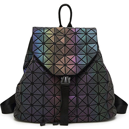 DIOMO Geometric Lingge Women Backpack Luminous Mens Travel Shoulder Bag Rucksack