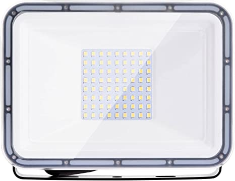 CosHall Led Floodlight Outdoor 50W 5000LM Safety Light Waterproof IP67 Wall Light, Cool White 6000K Led Flood Light Outside Lighting for Garden Garage Backyard Spot Lighting