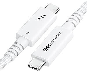 Cable Matters [Intel Certified] Braided 40Gbps Active Thunderbolt 4 Cable 2 m with 100W Charging and 8K Video in White- Fully Compatible with USB C/USB-C, USB 4 / USB4, and Thunderbolt 3